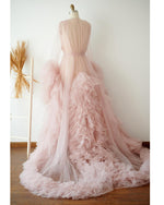 Pink Tulle Maternity Dress Photo Shoot Props Maternity Photography Tulle Gown Kimono Women Tulle Dress Plus Size PL01204