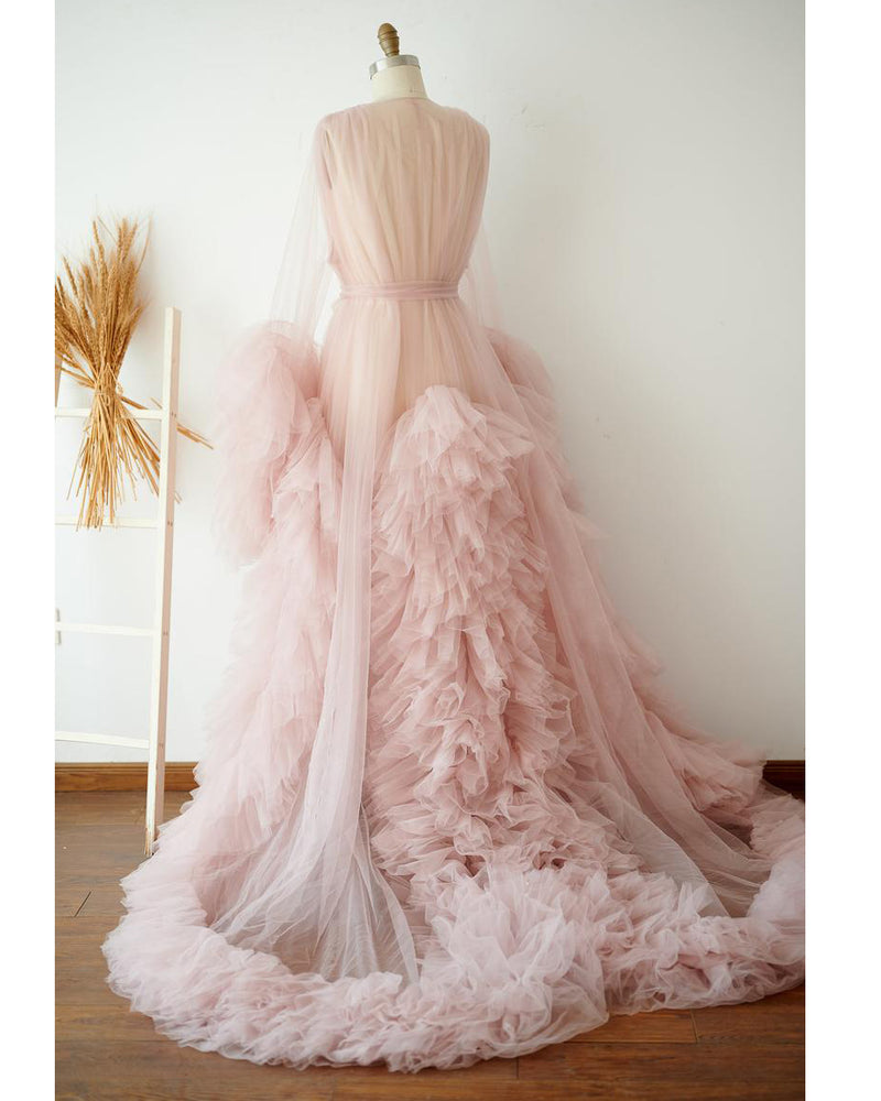 Pink Tulle Maternity Dress Photo Shoot Props Maternity Photography Tulle Gown Kimono Women Tulle Dress Plus Size PL01204