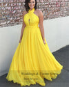 Stunning Women Halter Long Chiffon  Bright Yellow Formal Party Gowns Long PL10102