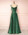 Sexy Satin A Line  Dark Green Prom Nigh Gown Wedding Guests Dresses for Wedding PL110271