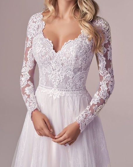 Vintage A Line  Open  Back Long Sleeves Lace boho Wedding Dress Vestido De Novia Cheap Price  WD0112151
