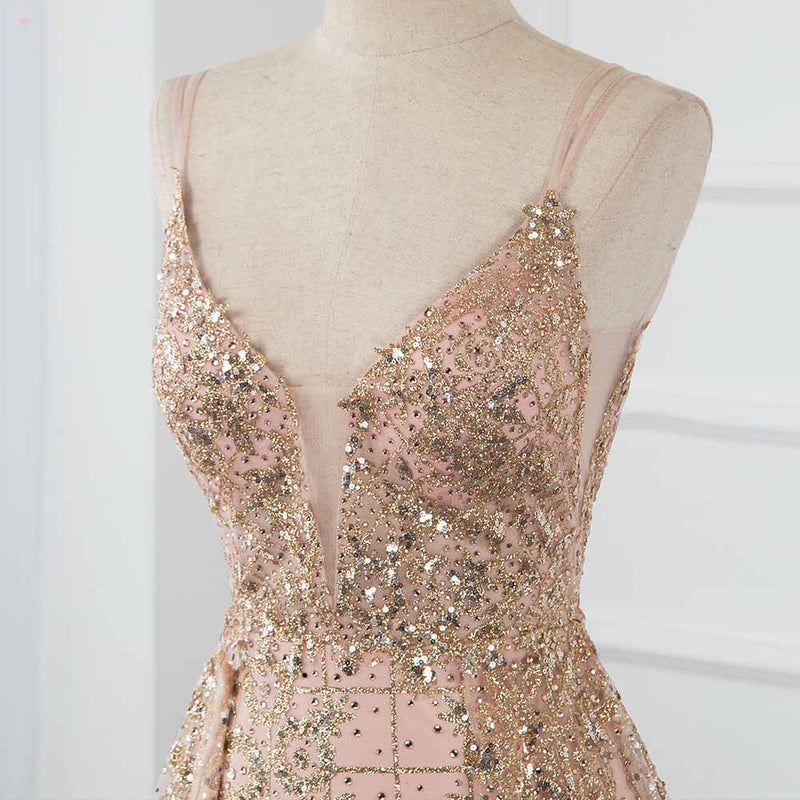 Sequin Long Red Prom Dress ,Sexy Wedding Party Dresses with Straps Ballkleid PL0725