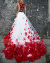 Purple And White Tulle Flowers Princess  Crop Top Prom Dress Quinceanera Gown Sweet 16 dress Wedding Party Gown PL01217