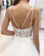 Sexy Deep V Neck Spaghetti Straps Lace and Tulle Bride Wedding Dresses WD10116