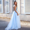 Stylish Beading Blue Long Graudation Dress For Girls Senior Prom Gown,Wedding Party Dress PL10405