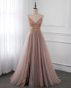 PL1103 Fancy Sexy Tulle Slit Lace Beading Prom Dresses Long Gown Vestido De Festa 2022