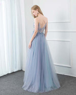 Sexy Spaghetti Straps Blue Long Prom Dresses Long with Slit Vestido De Festa 2020