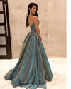 Sparkling sequin Puffy A line prom dresses ,Backless Peacock Prom Dress Strapless Shining Open Back party gown for women PL10422