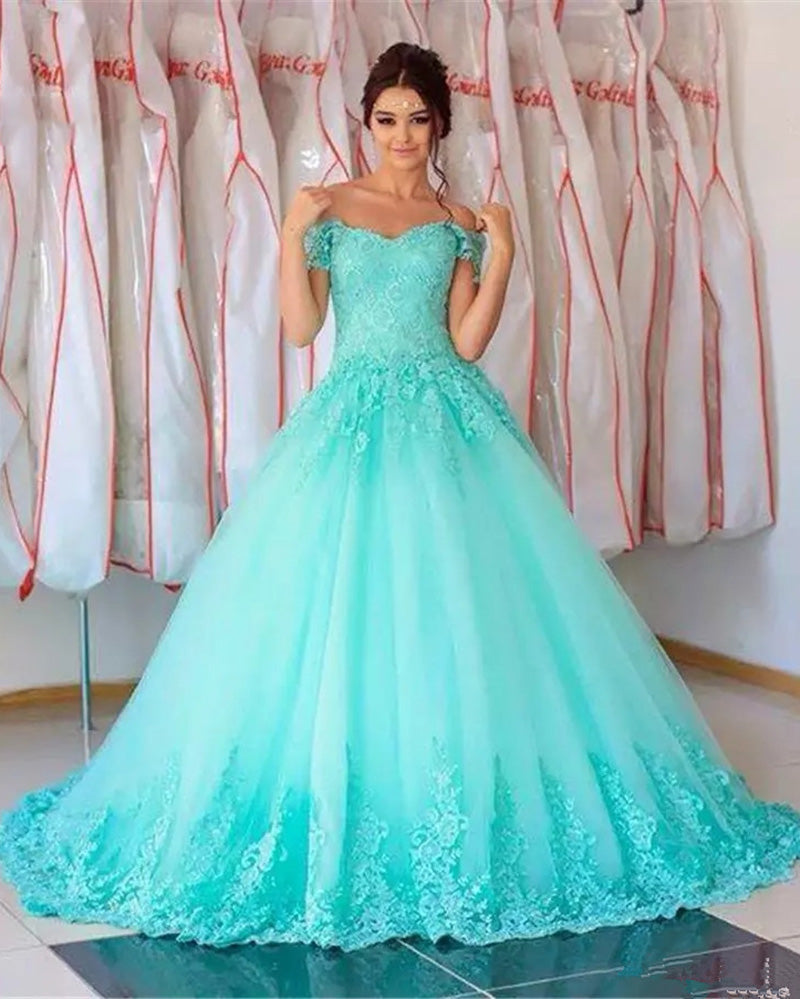 Princess Turquoise Ball Gown Sweet 16 Turquoise Blue Quinceanera