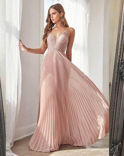 Elegant Pleated Prom Dress with Square Neckline Stunning Pink Long Evening Dresses     S7054