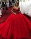 Red Off The Shoulder Sparkling Beading Ball Gown Prom Dress Quineanera Dress 2020 PL0723