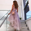 High Low Organza Poofy Prom Dress for girls with Handmade Flowers PL0511