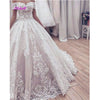 Romantic Off the Shoulder Women Lace Wedding Dress Ivory / Blush Pink Ball Gown Bridal Gown WD01207