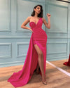 Sexy Women One Shoulder Fuchsia Pink Long Prom Party Dresses Long 2022 Vestidos PL11182