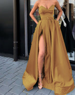 Siaoryne Sweetheart High Slit Leg Women Sexy Long Evening Gown Formal Wear Dress 2022 Vestido De Festa Longo
