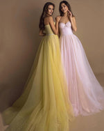 Wome Dot Tulle Yellow Prom Dresses  Puffy Sleeves Elegant Young Girl Vestido De festa PL07151