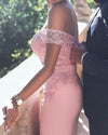 Siaoryne Hot Pink/Light Blue  Lace Off Shoulder Women Formal Wedding Party Gowns Engagement Prom Dresses Long PL306