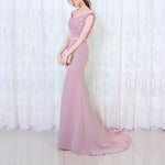 Dreamy Off the Shoulder Dusk Pink Bridesmaid Dress Mermaid Lace Appliqued Women Evening Party Gown