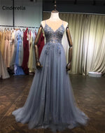 PL1103 Fancy Sexy Tulle Slit Lace Beading Prom Dresses Long Gown Vestido De Festa 2022