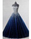 New Sparkle Princess Prom Dress Dark Royal Blue Cinderella ball gown LP3625