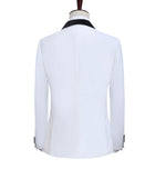 LP5506 Men Suit White Tuxedo With Black Lapel Wedding Suit For Men Slim Fit Groom Party (Jacket+Pant)