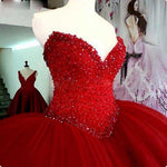 WD5508 Sweetheart Red/Wine Ball Gown Wedding Dresses Luxury Princess Formal Prom Gown 2018 Quinceanera Dress