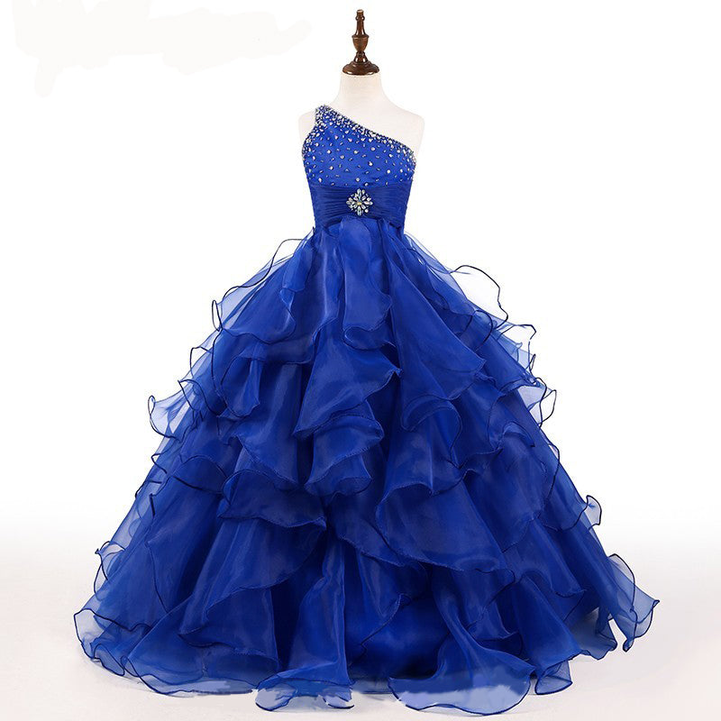 LP5512 Ball Gown Little Girl Pageant Dress Child Formal Gown One Shoulder Floor Length Party flower girl Dress