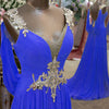 LP5514 Yellow Long Prom Dresses 2018 Crystal Evening Formal Gown Chiffon