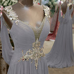 LP5514 Yellow Long Prom Dresses 2018 Crystal Evening Formal Gown Chiffon