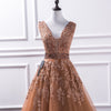 V Neck Tulle Prom Dress Lace Long Gown LP221