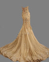 Appliqued Sequins Gold Long Evening Dresses Mermaid Sweetheart Women Evening Party Dresses LP175