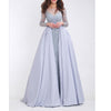 LP745 Luxury Attachable Train Sexy Heavy Beading Prom Dresses with Sleeves Formal Gown Pageant Dresses