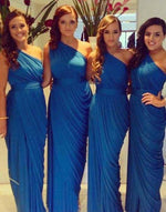 Stunning One Shoulder Chiffon Sexy Long Burnt Orange Bridesmaid Dresses PL11006