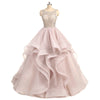 Siaoryne Gorgeous Scoop Neck Beaing Tiered Organza Ball Gown Wedding Dress Custom made