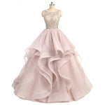 Siaoryne Gorgeous Scoop Neck Beaing Tiered Organza Ball Gown Wedding Dress Custom made