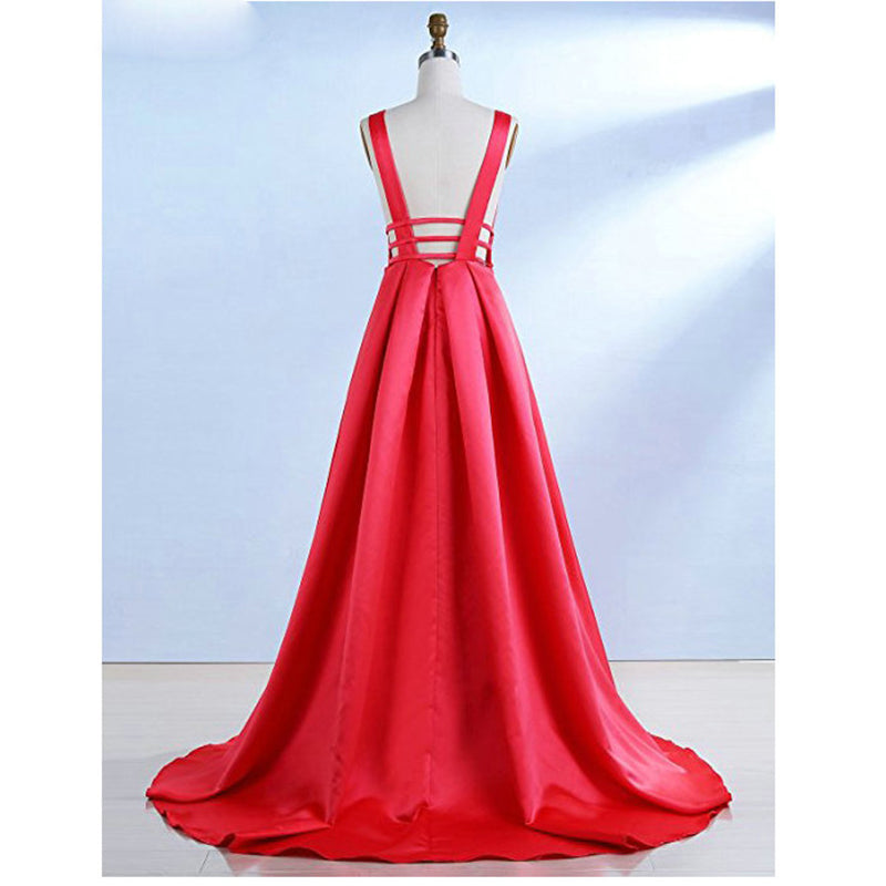 Satin Women Sexy Long Dark Green Prom Gown Wedding Party Gown Special Occasion Weddings Events