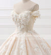 Romantic Off Shoulder Princesss Lace Ball Gown Wedding Dress 2021 with Flowers Robe De Mariee WD01123