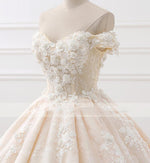 Romantic Off Shoulder Princesss Lace Ball Gown Wedding Dress 2021 with Flowers Robe De Mariee WD01123