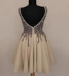 Champagne Beading Sequins Short Graduation Dress for Teens ,Gilrs Homecoming Gown, Cocktail Dress SP0526