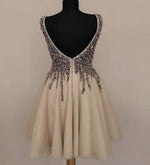 Champagne Beading Sequins Short Graduation Dress for Teens ,Gilrs Homecoming Gown, Cocktail Dress SP0526