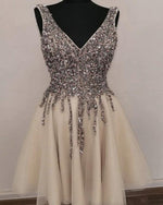 Champagne Beading Sequins Short Graduation Dress for Teens ,Gilrs Homecoming Gown, Cocktail Dress SP0526