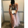 Siaoryne V Neck Champagne Crystal Beaded Prom Dresses 2018 Spring Evening Party Gowns Long