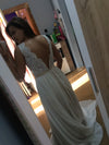 Ivory Lace Chiffon A-line Wedding Dress V-Neck Floor Length Bridal Gown WD10619