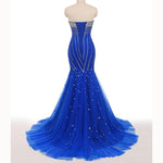 LP5518 Bling Bling Royal Blue Luxury Heavy Beading Prom Dress Mermaid Pageant Gown Sweetheart Formal Evening Dresses 2018