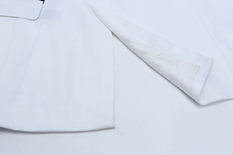 LP5506 Men Suit White Tuxedo With Black Lapel Wedding Suit For Men Slim Fit Groom Party (Jacket+Pant)