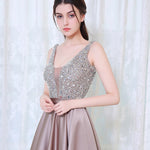 Chic Crystal Prom Dress Long Satin Graduation Dresses for Girls LP0523
