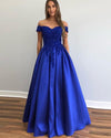 Elegant Royal Blue Evening Dresses Off the Shoulder Long Formal Lace Gown PL0726