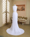 Chiffon Halter Wedding Dress Sexy  Beach Bride Dress A-Line Sweep Train Bohemian Robe de mariee WD11014