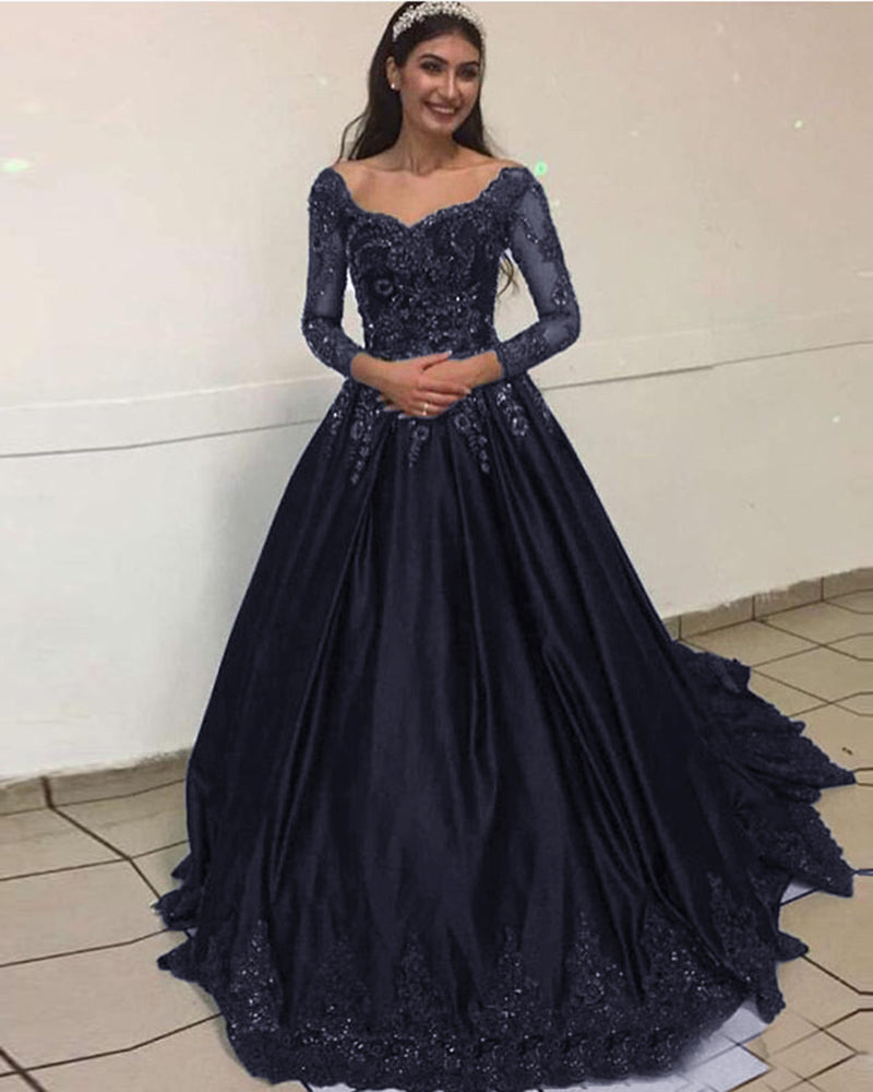 Royal Blue Gown for Engagement | Royal Blue Gown Full Embroidered