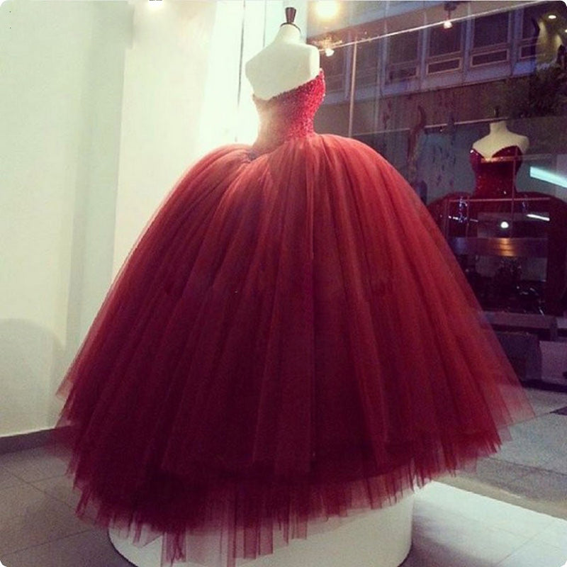 WD5508 Sweetheart Red/Wine Ball Gown Wedding Dresses Luxury Princess Formal Prom Gown 2018 Quinceanera Dress